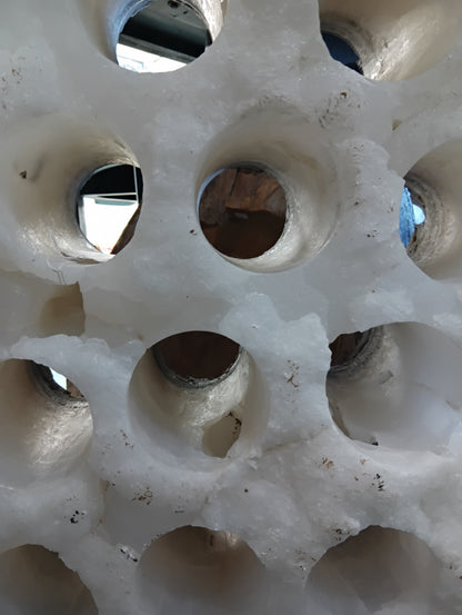 White Onyx Wine Holder – 15 Bottle Stone Rack | Natural Sculptural Wine Storage