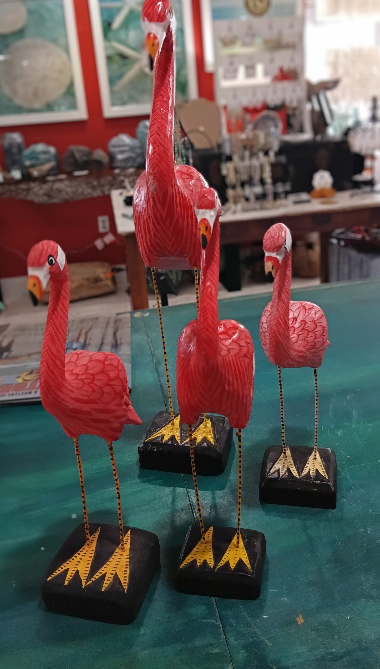 Pink Flamingo Bird Sculptures – Coastal Home Decor