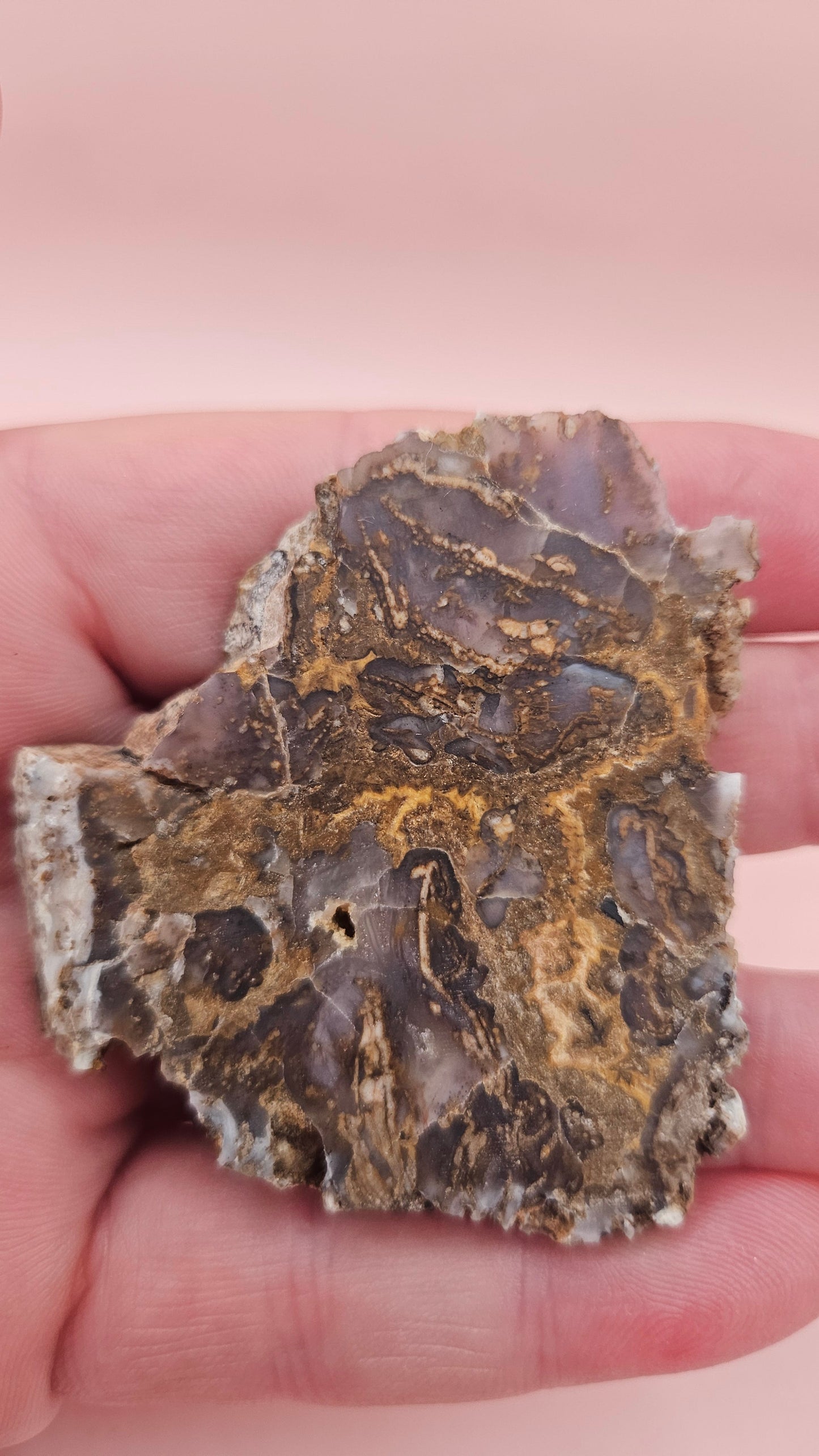 Moss Agate Slab – Woodsy Veining in Earthy Lavender Hues-30 grams