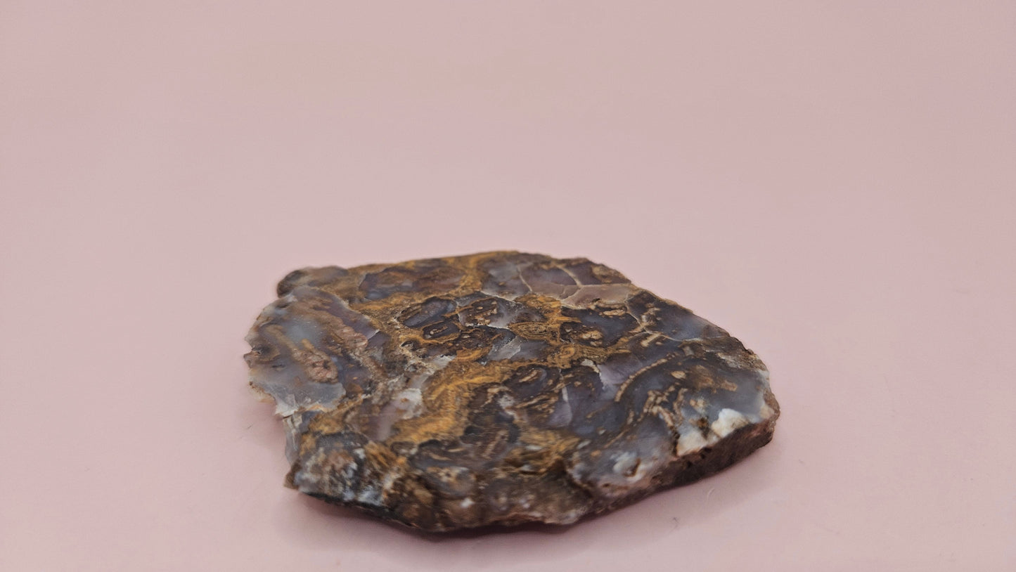 Moss Agate Slab – Rooted Ribbons in Smoky Lavender Stone-23 grams