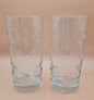 Set of 2 Vintage Libbey Crisa Clear Dimpled Glass Tumblers – 18 oz Pinched Grip Design