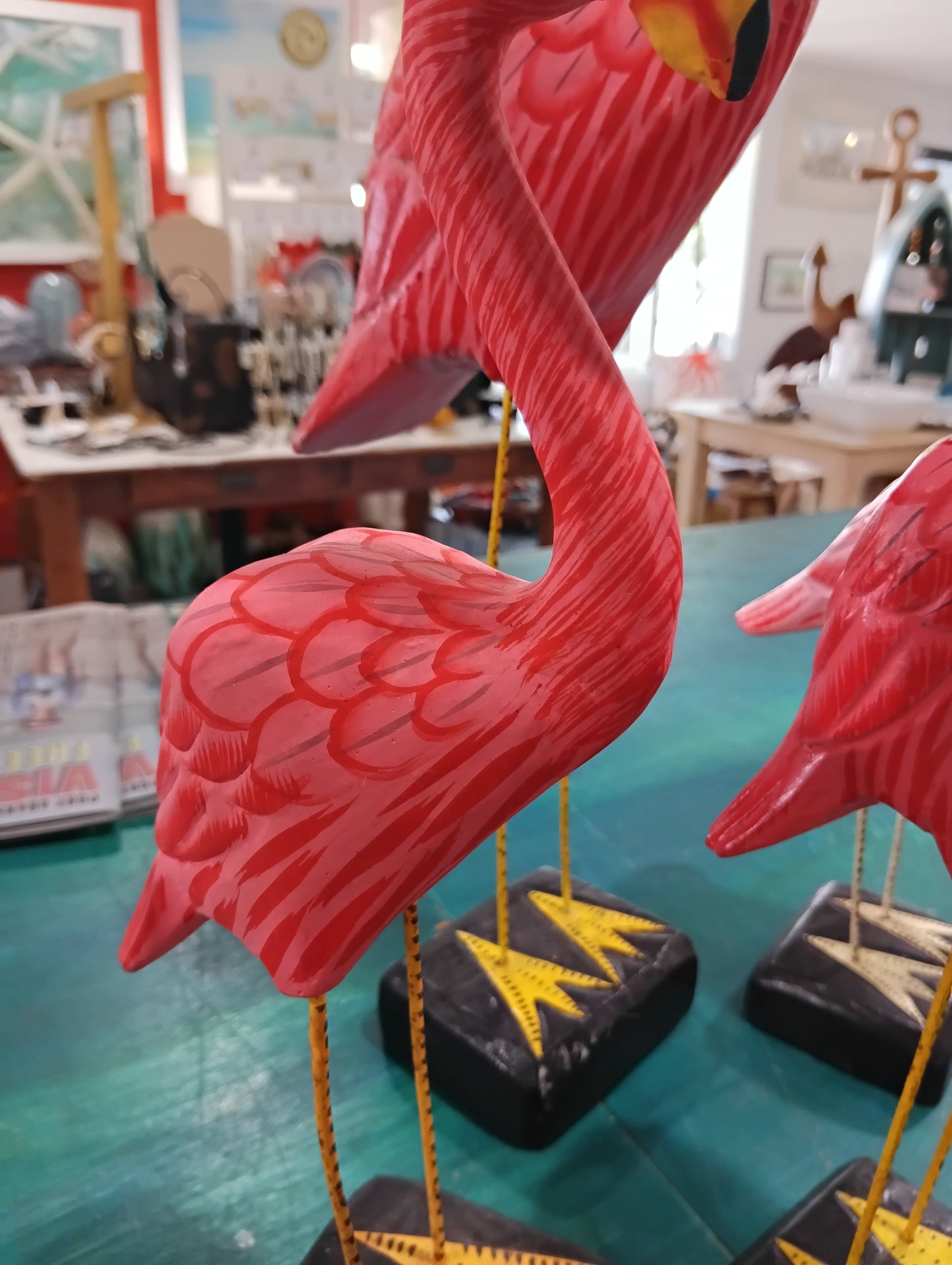 Pink Flamingo Bird Sculptures – Coastal Home Decor