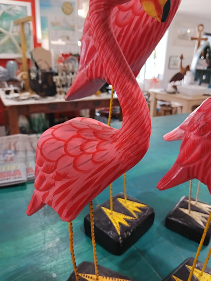 Pink Flamingo Bird Sculptures – Coastal Home Decor