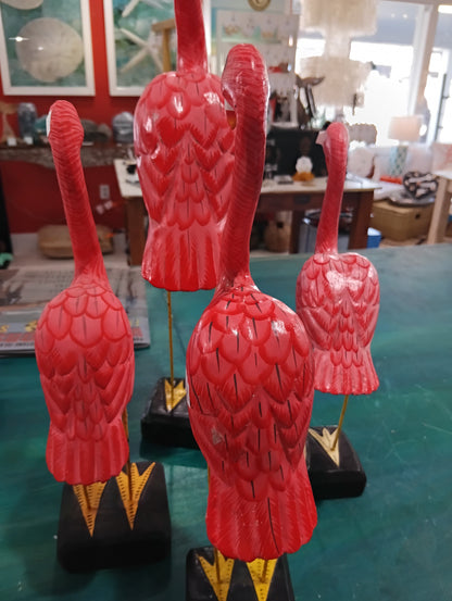 Pink Flamingo Bird Sculptures – Coastal Home Decor