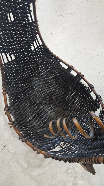 Large Wood & Rattan Abstract Basket – 23.5" x 38"