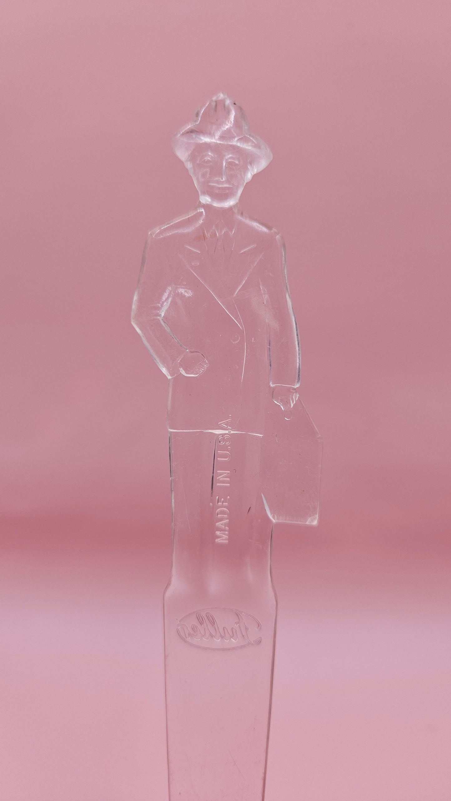 Vintage Fuller Brush Man Clear Plastic Letter Opener