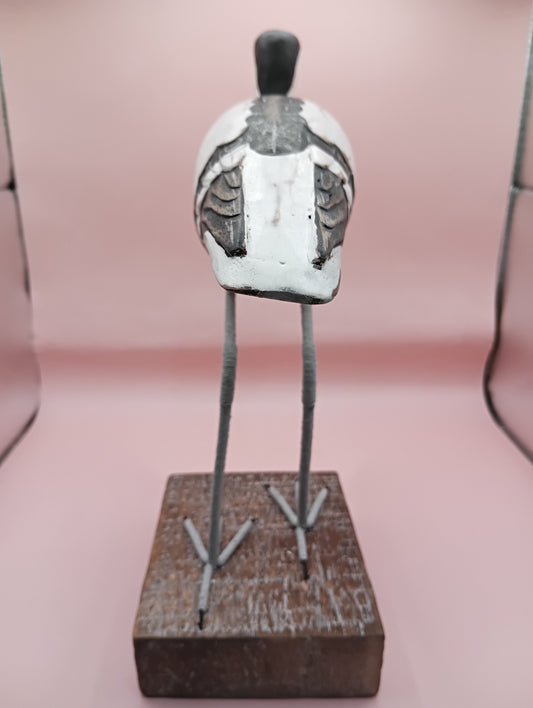 Wooden Avocet Bird Sculptures – 12-13” Coastal Shore Birds on Stands, Two Styles