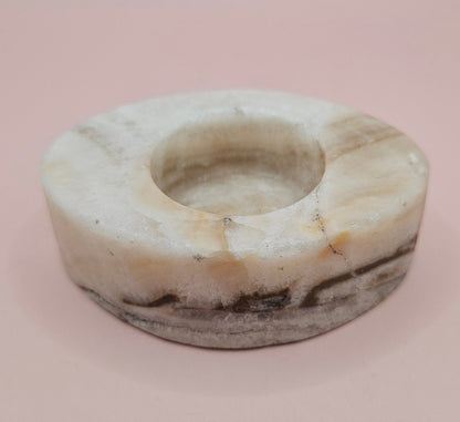 Oval Onyx Candle Holder – 3.7x2.6x1.2"