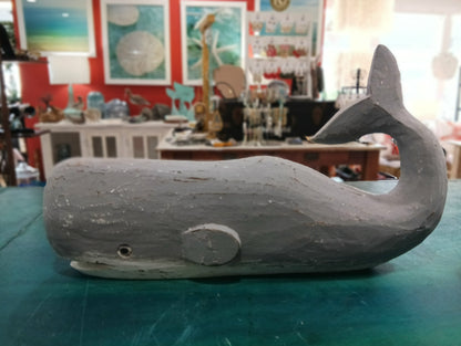 Wooden Whale with Small Fins & Open Mouth