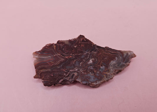 Crazy Lace Agate Slab – Polished Swirling Red & Gray Banded Stone from Mexico – 21g Display or Lapidary Specimen