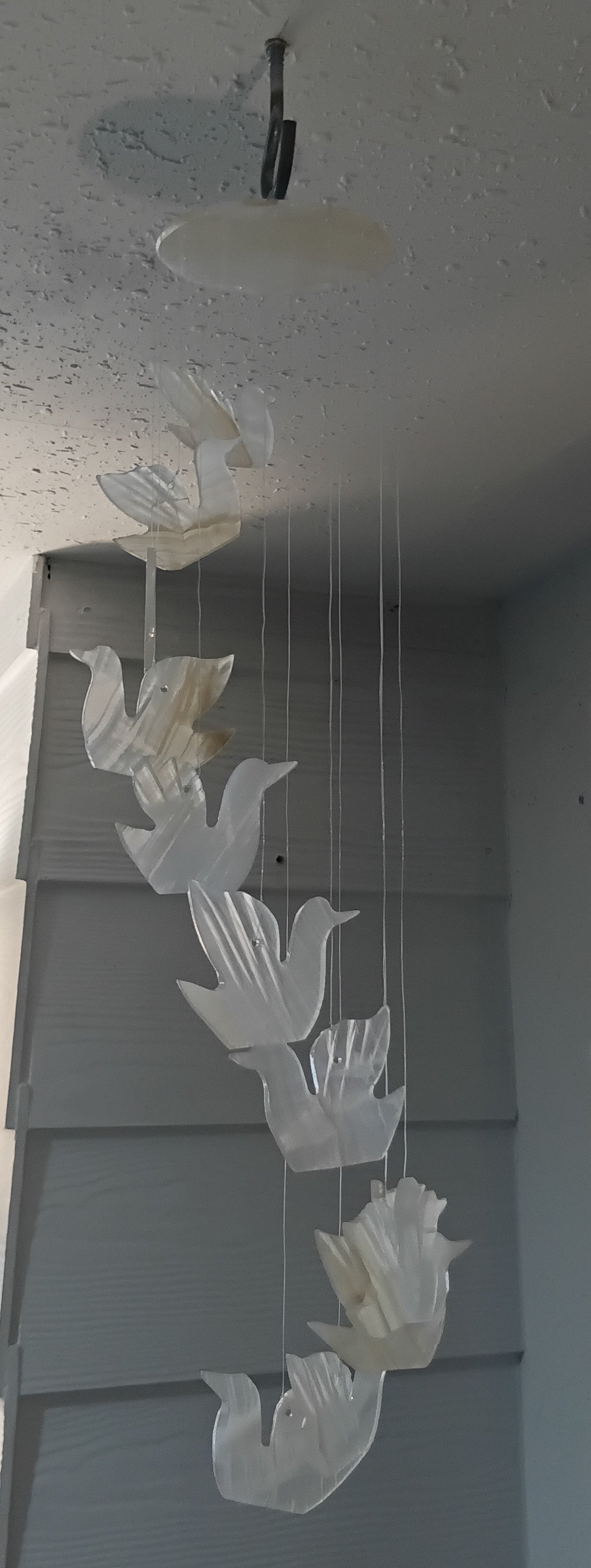 Hand-Carved Onyx Bird Wind Chime – 17” Hanging Mobile