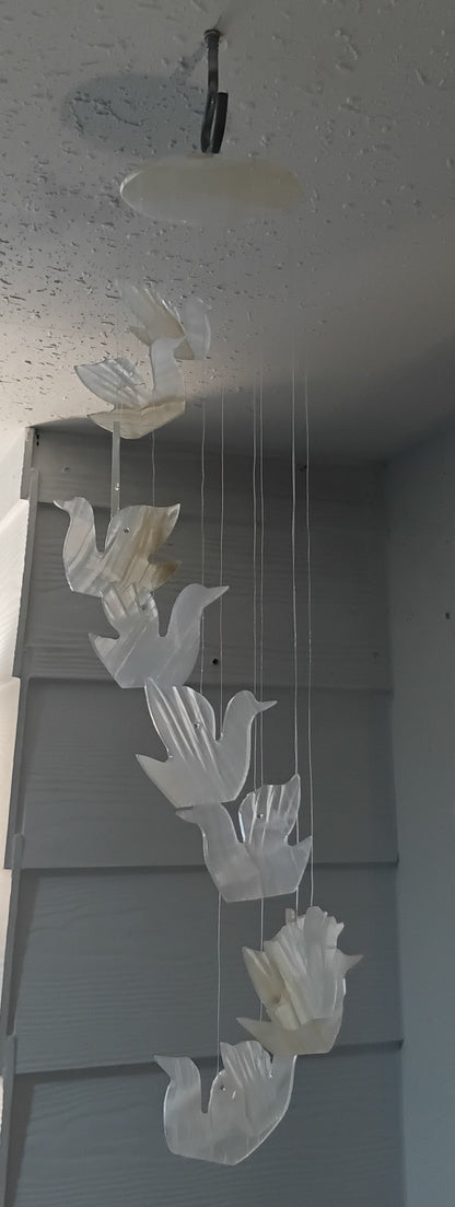 Hand-Carved Onyx Bird Wind Chime – 17” Hanging Mobile