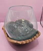 Carved Wooden Hand and Molten Glass Terrarium