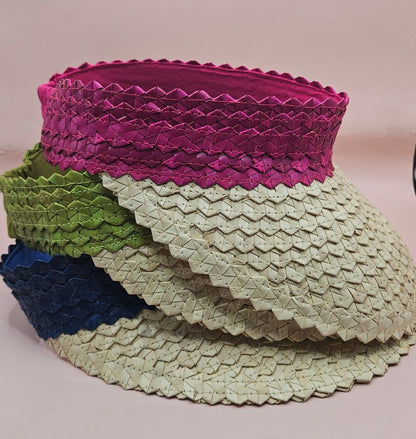 Palm Leaf Visor – Colorful Summer Straw Hat with Elastic Band | Lightweight Sun Protection