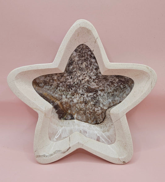 Onyx Star Dish – Dark Polished Stone Bowl 6.25"