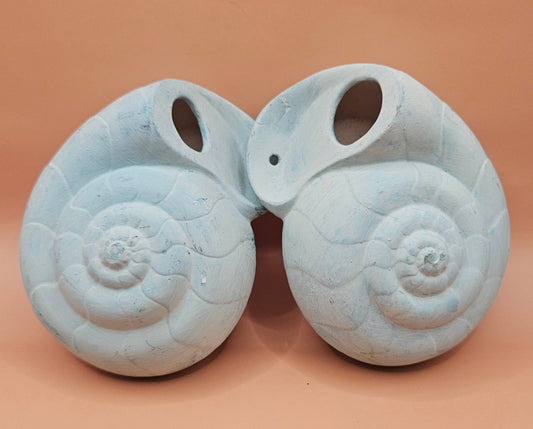 Vintage 1970s Ceramic Shell Pocket Planter Wall Hangings-  Set of 2 – Ready to Hang or DIY Decor – 5"x4"