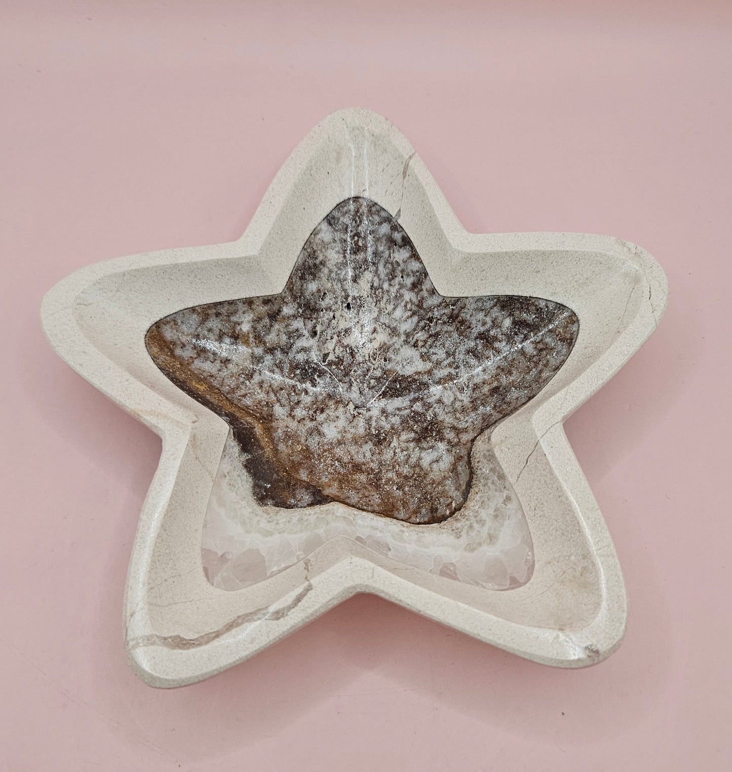 Onyx Star Dish – Dark Polished Stone Bowl 6.25"