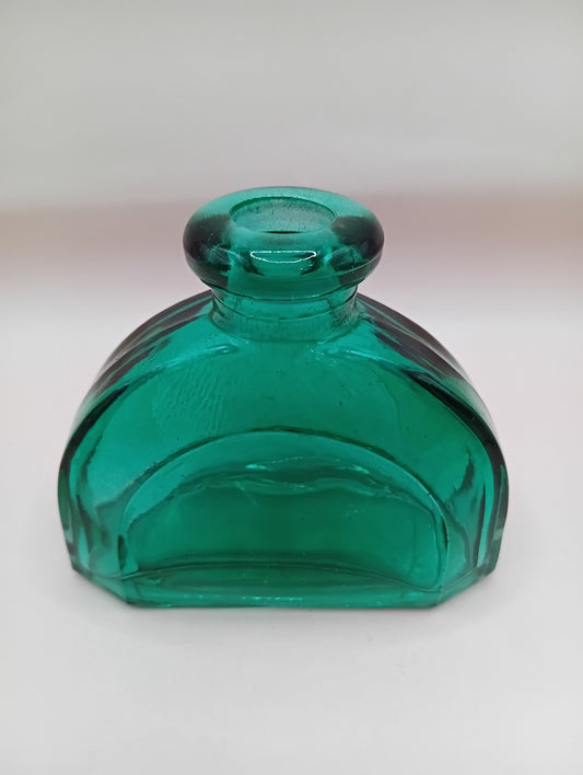 Miniature Apothecary Glass Bottle – Vintage Decorative Round – 3.3" x 4" – Green, Pink, or Teal