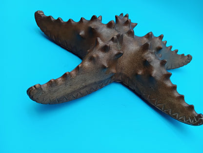 Hand Carved Wooden Starfish – Coastal Decor Accent 9–10"