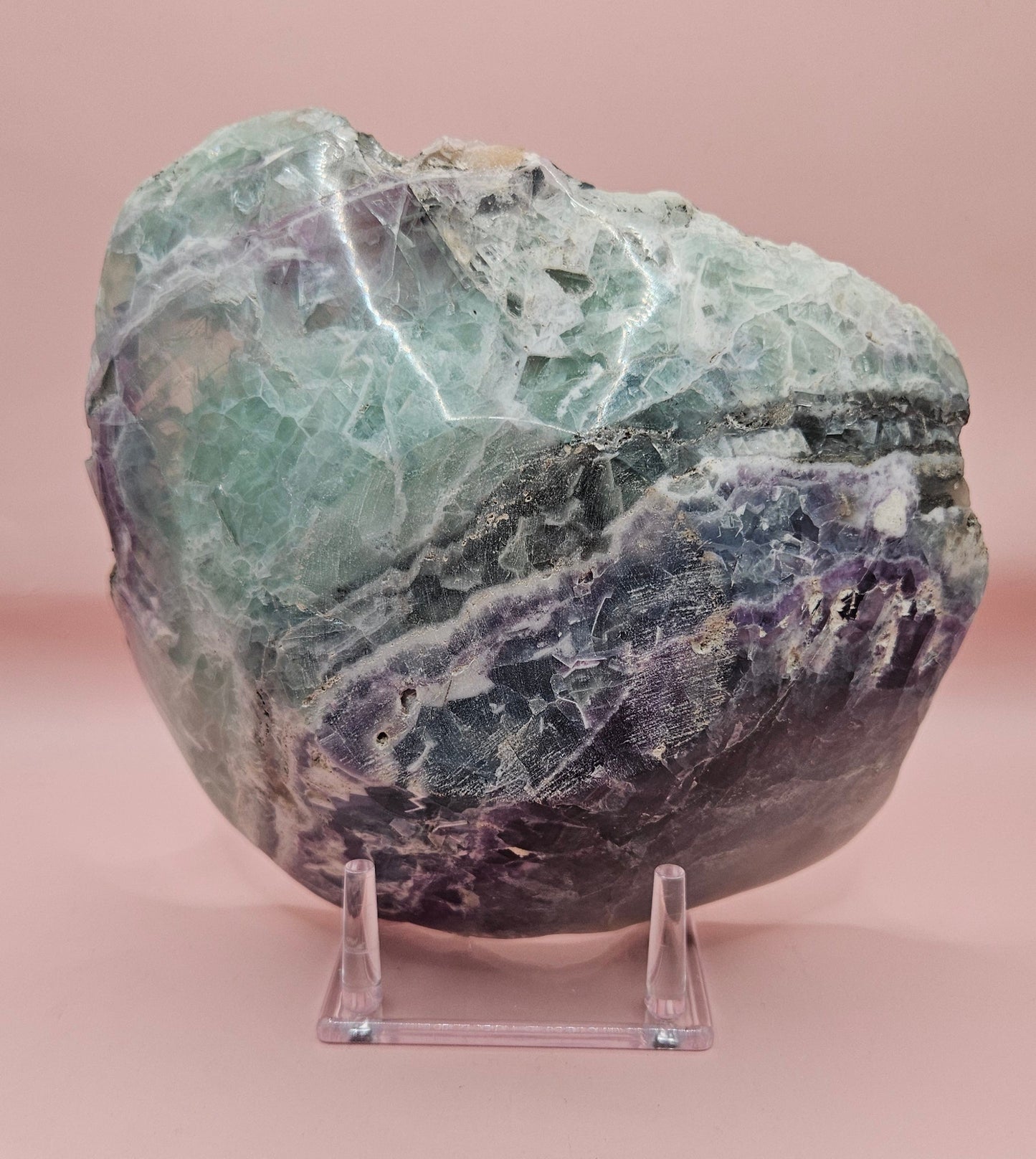Carved Fluorite Bowl – Polished Gemstone Display Dish – 8"