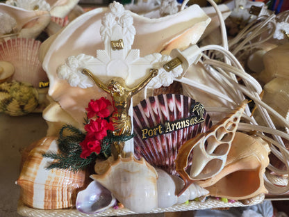 Chank & Mixed Seashells Novelty Light (Seahorse,  Palm Tree, Flamingo, Crucifix Or Marlin Accent)