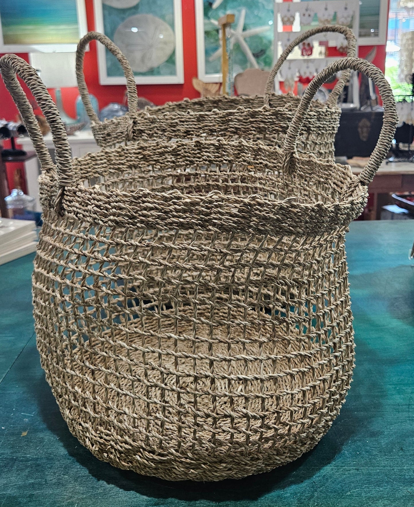 Handwoven Natural Seagrass Market Basket – Small & Large Storage Options
