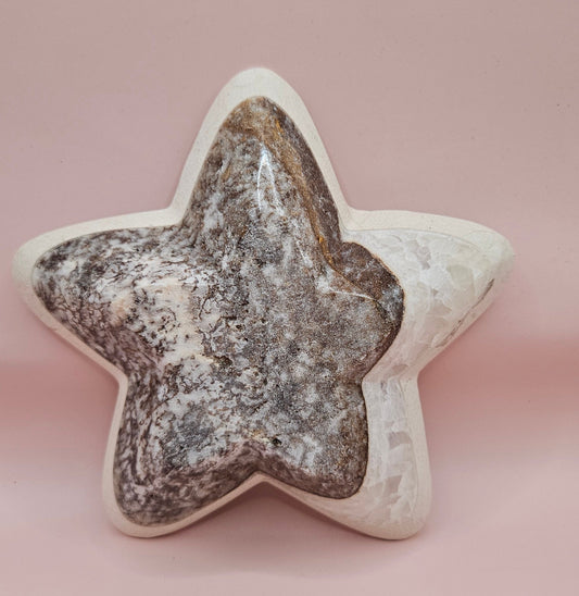 Onyx Star Dish – Dark Polished Stone Bowl 6.25"