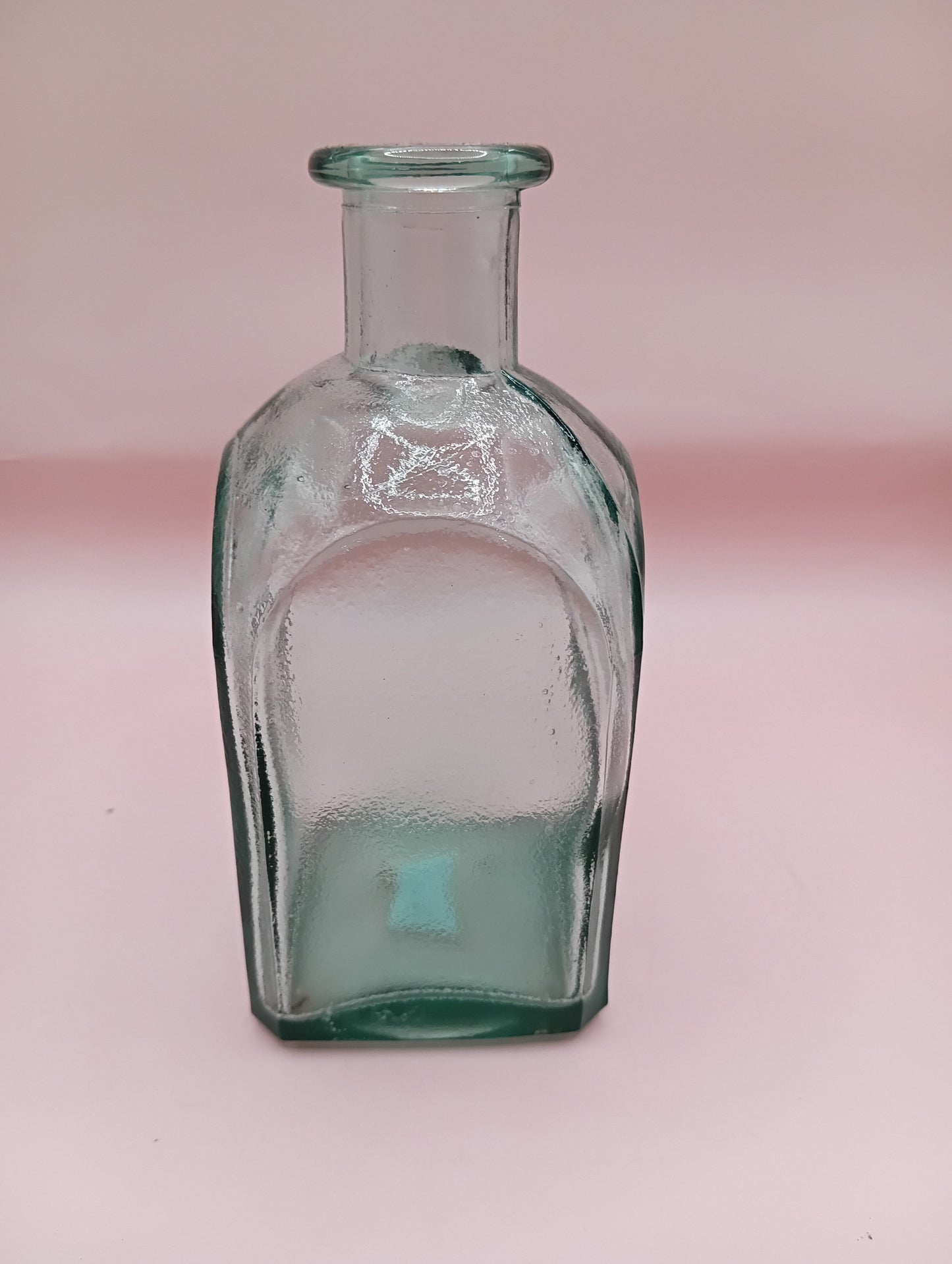 Vintage Square Glass Bottles  – Available in Clear, Green, Pink, Red, Blue, Teal – 5.5" Tall