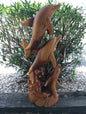 Carved Dolphin Wood Sculpture