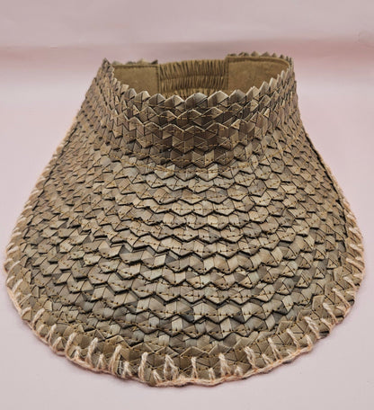 Natural Woven Palm Leaf Visor – Black, Pink, Yellow, or Cream Stitched Trim | Straw Sun Hat