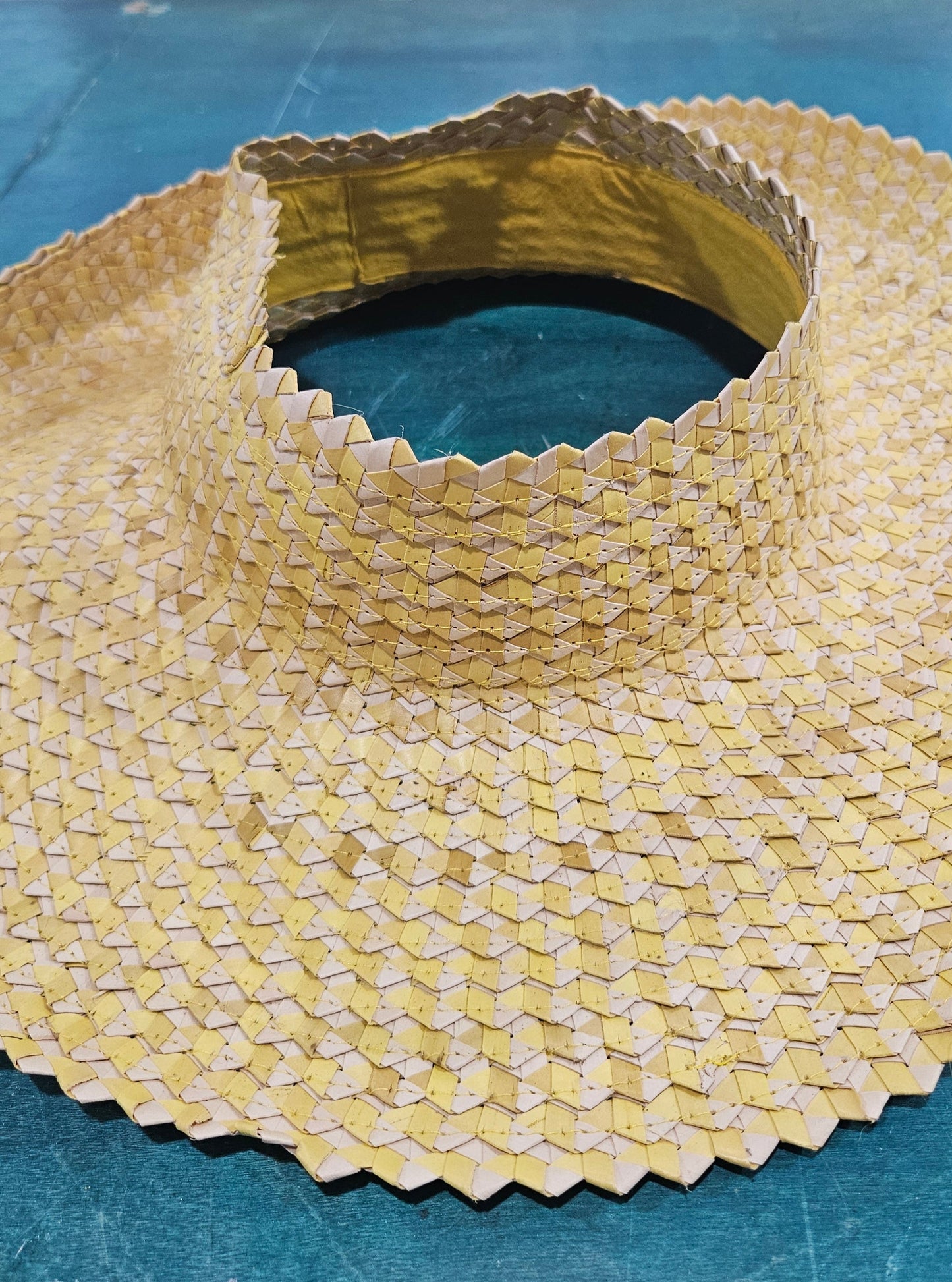 Open-Top Wide Brim Palm Leaf Sun Hat – Handmade Straw Hat in 7 Colors | 17" Total Width | Breezy Summer Shade Hat