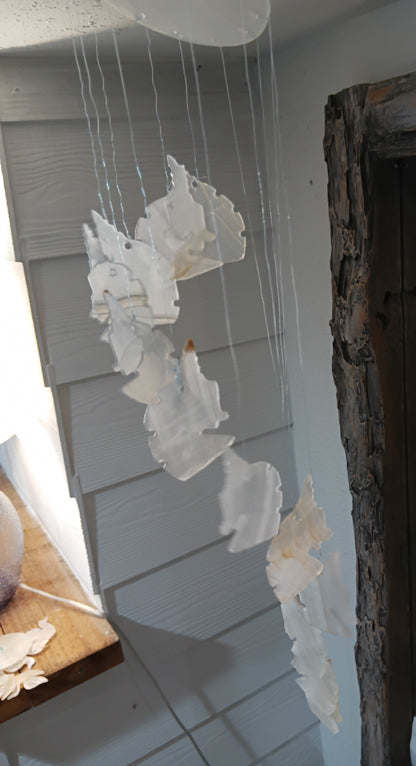 Hand-Carved Unicorn Onyx Wind Chime – 17” Hanging Mobile