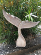 Large Handcrafted Natural Wooden Whale Tail