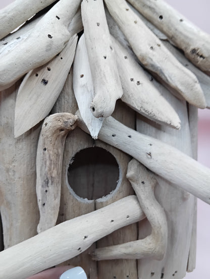 Handcrafted Driftwood Birdhouses – Single & Double Variants – Coastal Rustic Decor