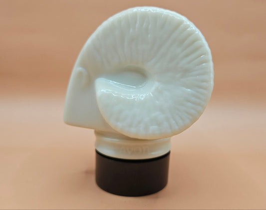 Vintage 1970s Avon Ram’s Head Aftershave Bottle – Wild Country Milk Glass Decanter – 3.8"x2.8"