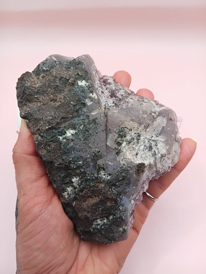 Natural Amethyst Cluster Crystal – Raw Purple Quartz Geode (4.7x3.5x1.8")