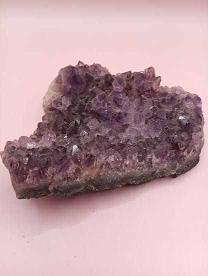 Natural Amethyst Cluster Crystal – Raw Purple Quartz Geode (4.7x3.5x1.8")