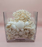 Square Glass Vase with White Coral and Seashell Display – Coastal Centerpiece (6x6)