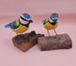 Handmade Colorful Songbird Figurine on Natural Wood Base | 3.5"–4.5" Tall