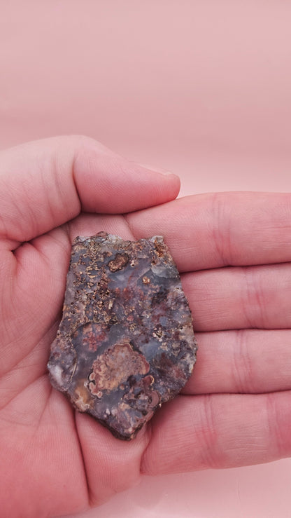 Moss Agate Slab – Stormy Swirls in Earth-Toned Hues-18 grams