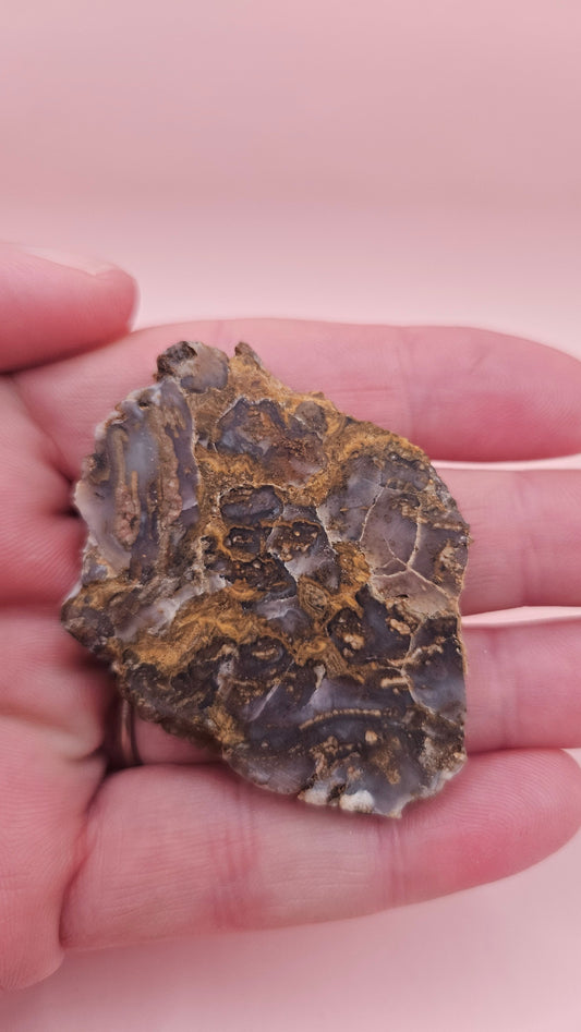 Moss Agate Slab – Rooted Ribbons in Smoky Lavender Stone-23 grams