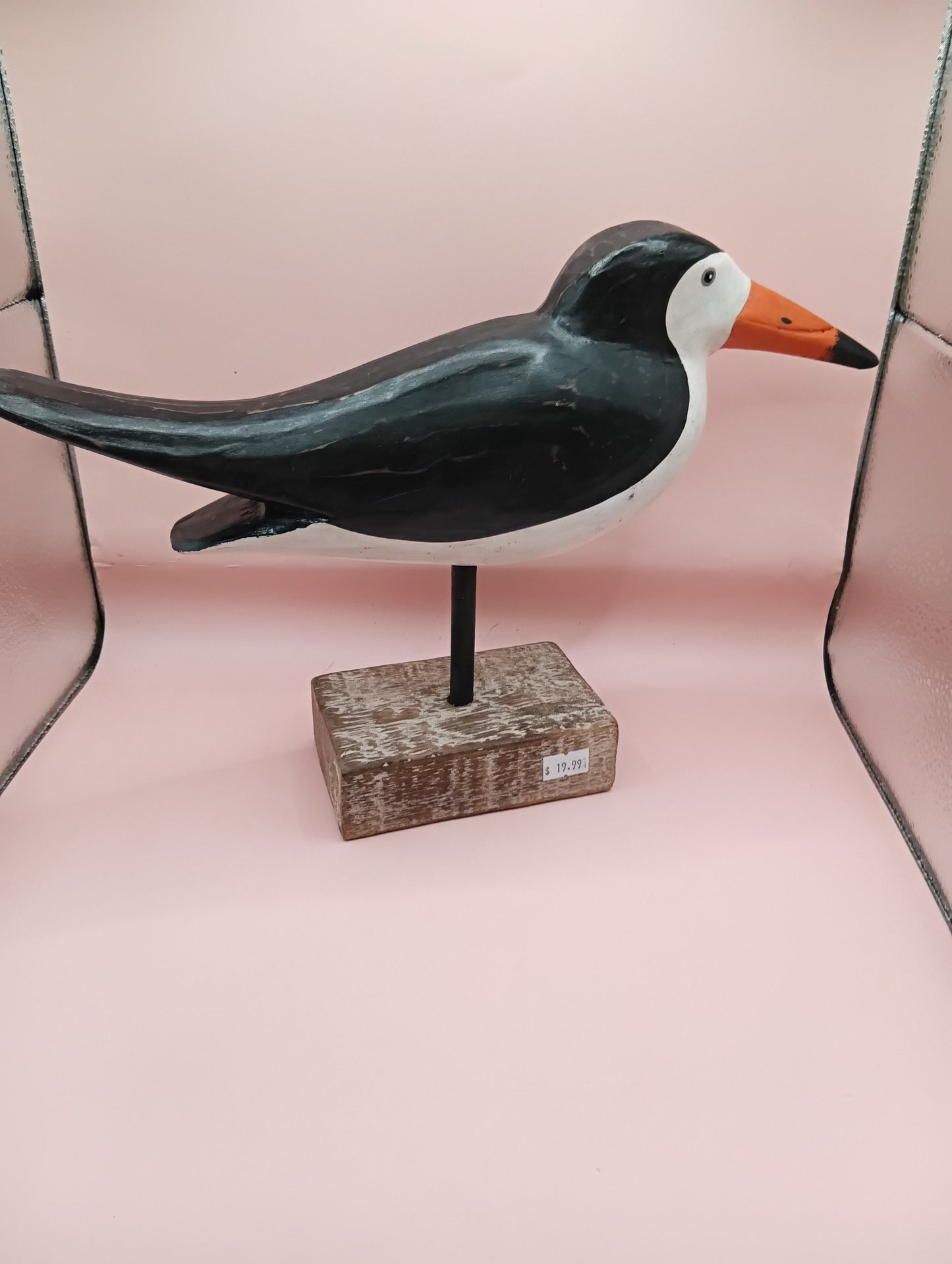 Wood Skimmer Bird Sculpture – Coastal Decor Accent