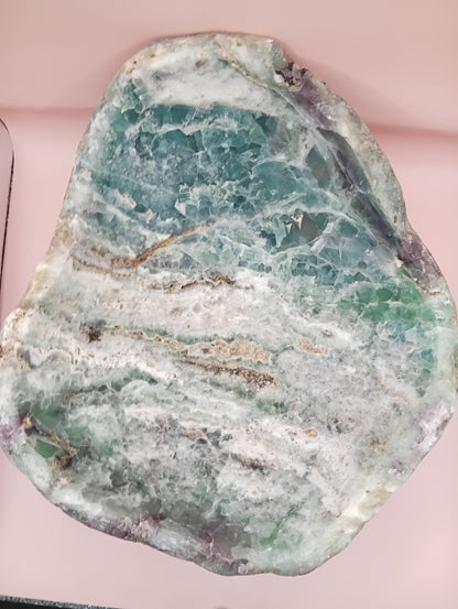 Carved Natural Fluorite Bowl – 11.75" x 5.5" x 10.5" – Handcrafted Gemstone Decor