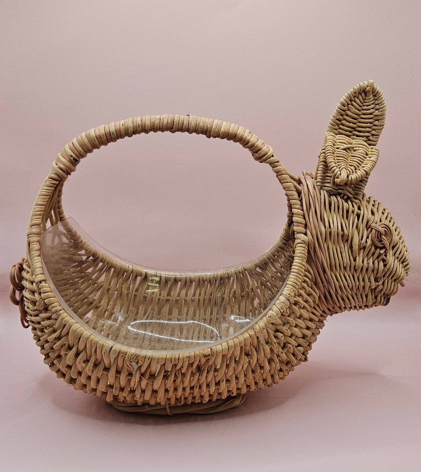 Vintage Wicker Bunny Basket – Handwoven Animal-Shaped Easter or Display Basket 10.5x5.5x8.25