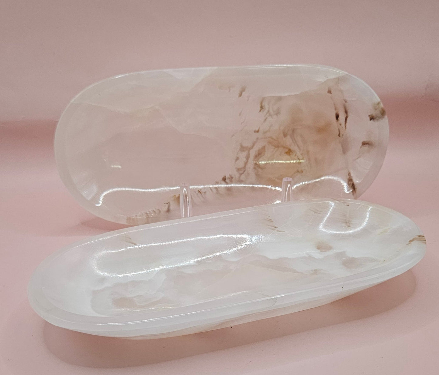 Polished Onyx Oval Dish – Natural Stone Accent Tray (Approx. 8.5x4")