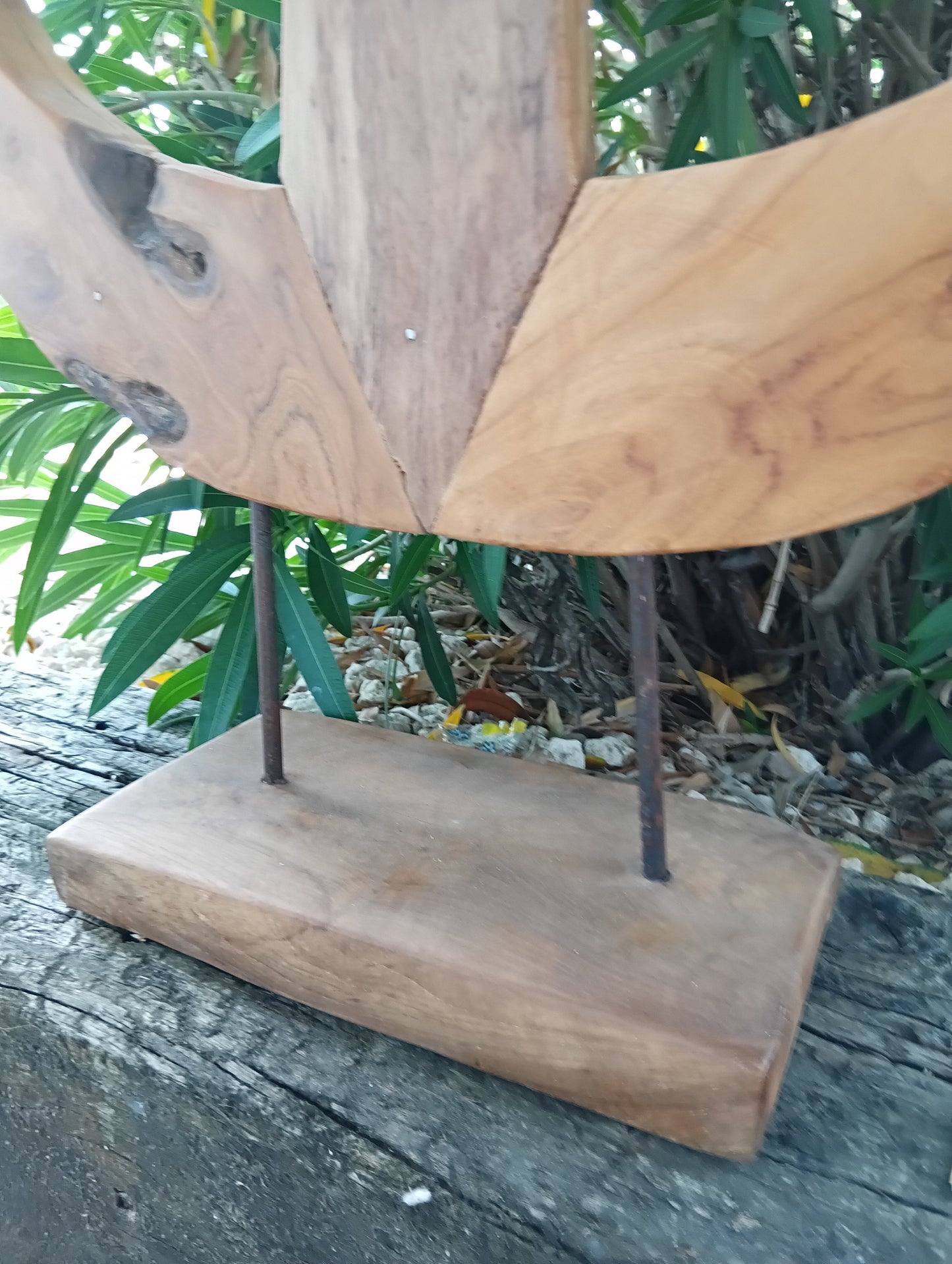 Rustic Teak Anchor Sculpture – Coastal Nautical Decor