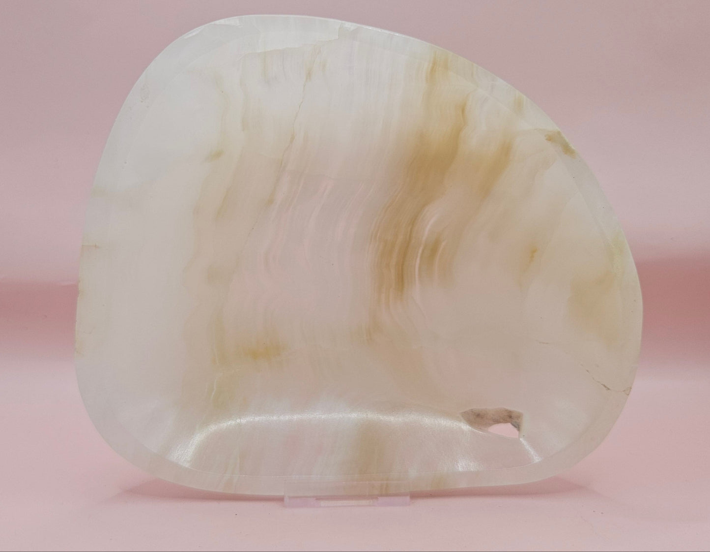 Polished Onyx Dish – Oval Cream Stone Tray 6.5x5.5"