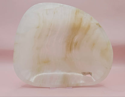 Polished Onyx Dish – Oval Cream Stone Tray 6.5x5.5"