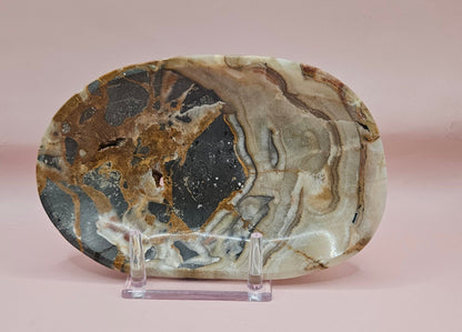 Polished Onyx Dish – Abstract Natural Stone Tray 7.5x5"