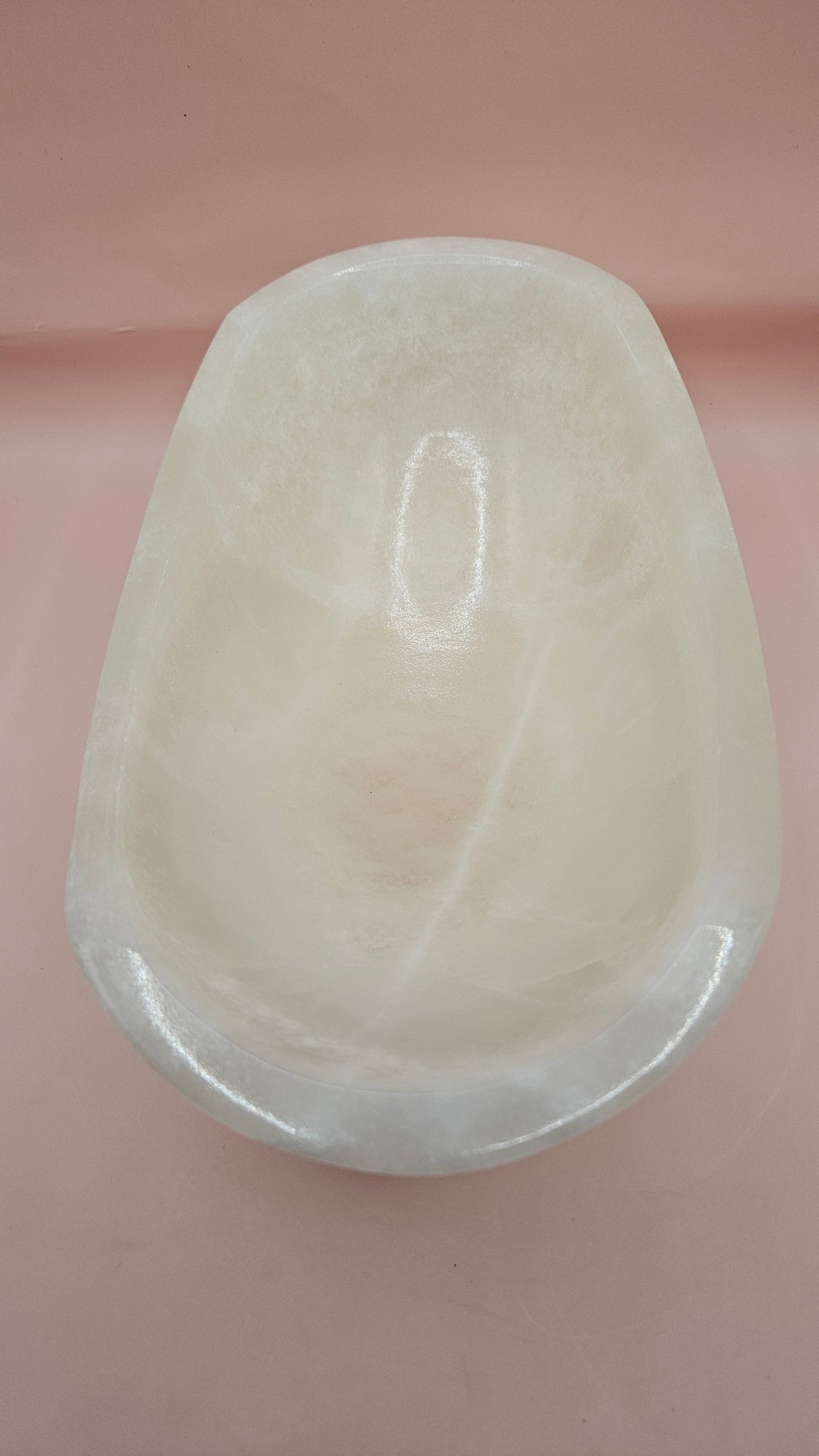 Polished White Onyx Bowl – Small Hand-Carved Decorative Vessel – 9.75"